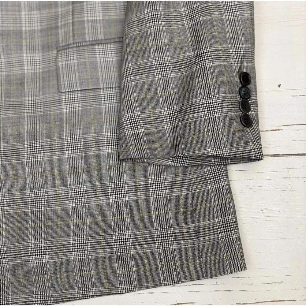Brooks Brothers E Thomas Blazer 1818 Madison Mens 44L Plaid Wool Full Canvas